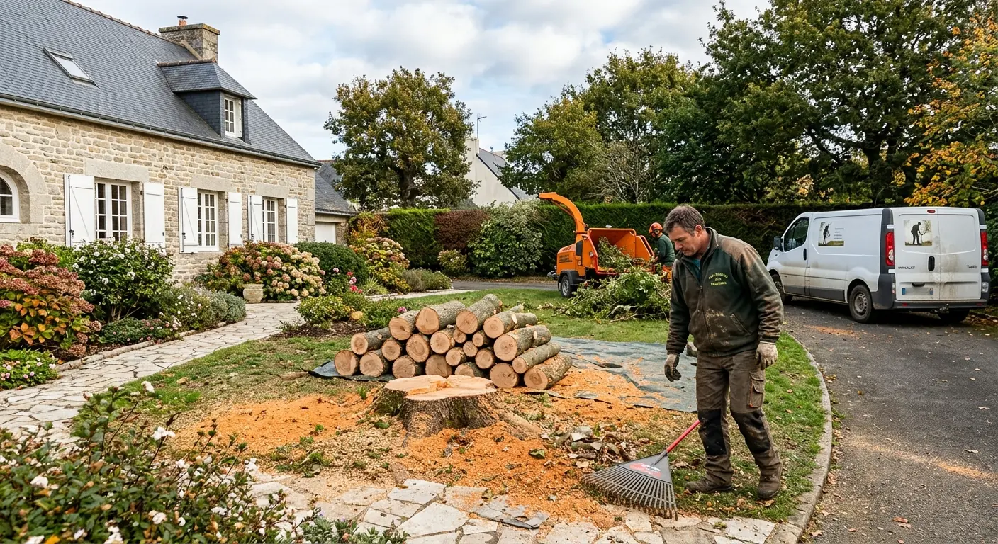 Toiture dégagée après démontage du pin à Vannes