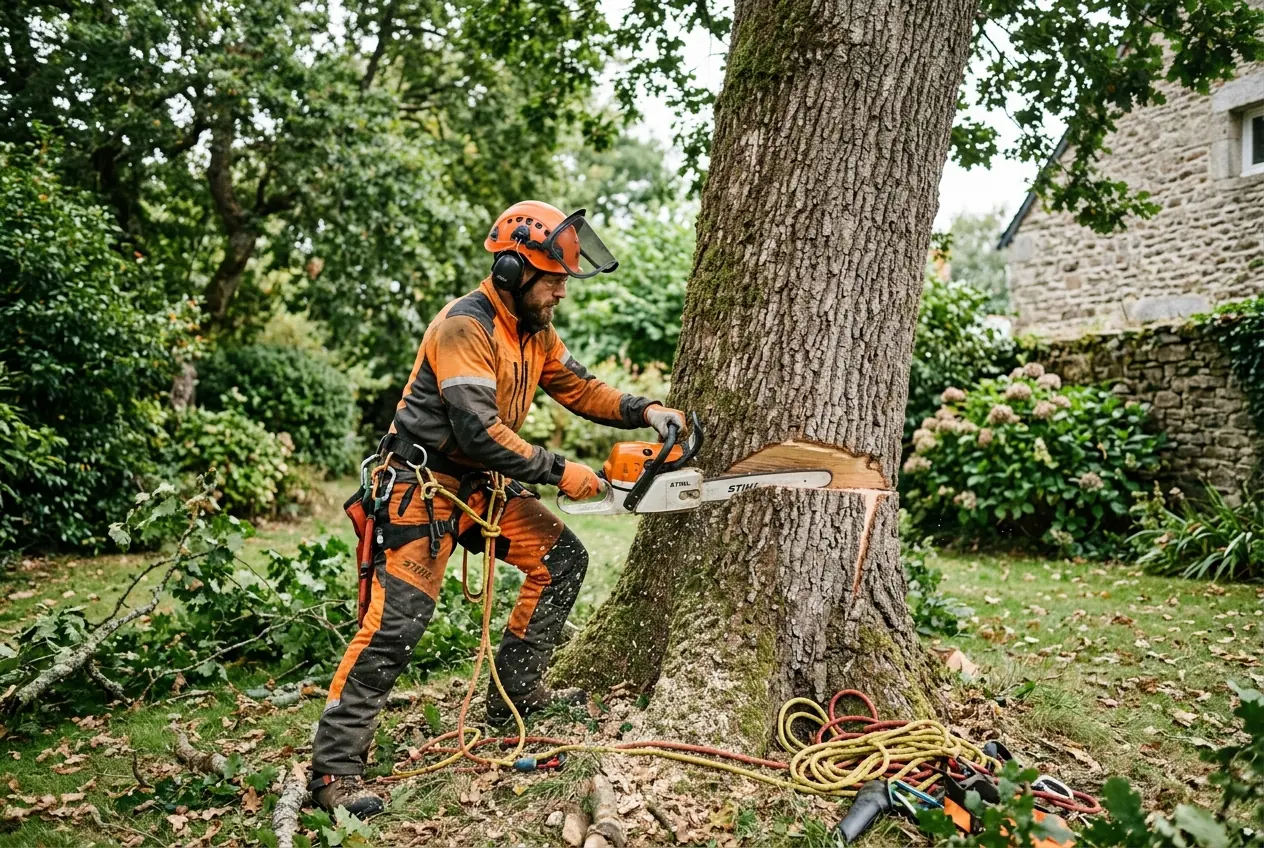 Démontage sécurisé d'arbre en ville