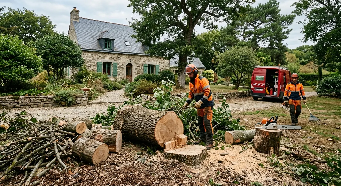 Allée rouverte après tronçonnage de l'arbre à Vannes