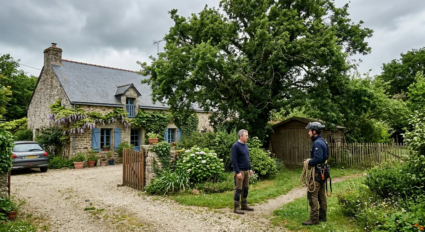 Parcelle couverte de ronces avant débroussaillage à Plescop