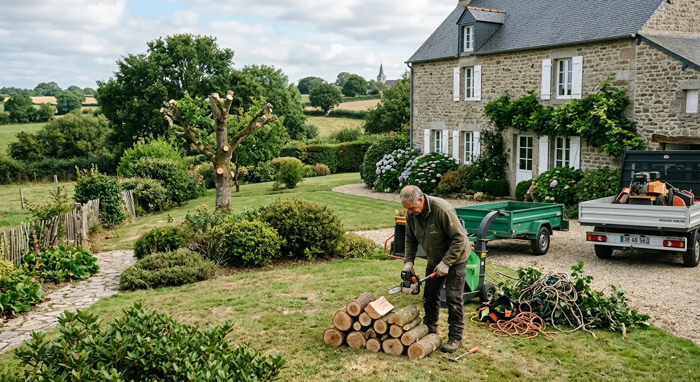 Couronne réduite et terrasse dégagée après élagage à Theix-Noyalo